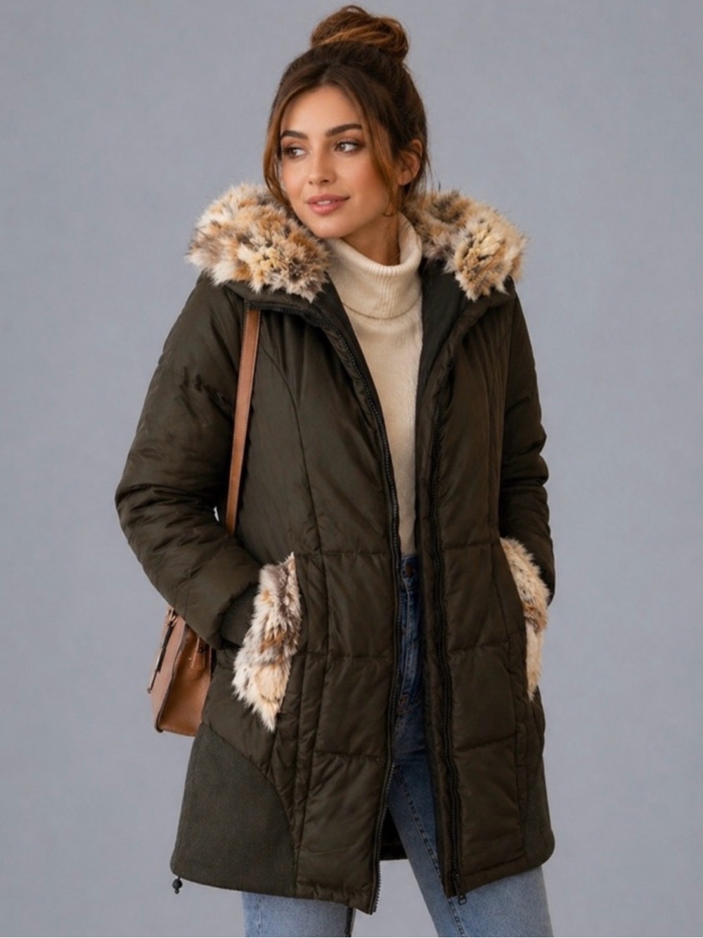 Real Rabbit Fur Hood —Snowflake Luxury Winter Parka